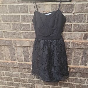 BCBGeneration Black Floral Cutout Eyelet Mini Dress